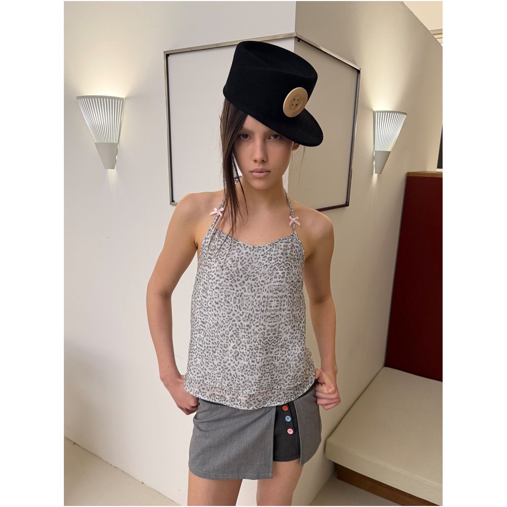 Howdycat Spring 26 Double Layer Leopard Print Tencel Skin Friendly Slimming Backless Camisole image 0