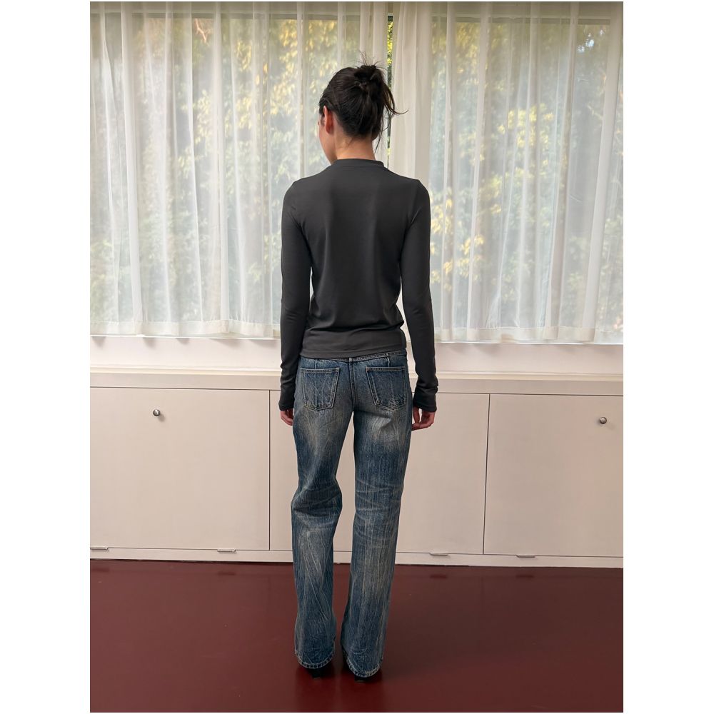 Howdycat Spring 26 Multi Button Misaligned Faux Two Piece Slimming Long Sleeved Top image 3