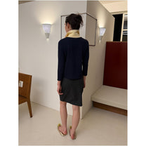 Howdycat Spring 26 Color Block Faux Three Piece V Neck Slim Fit Knit Three Quarter Sleeve Polo Shirt image 2