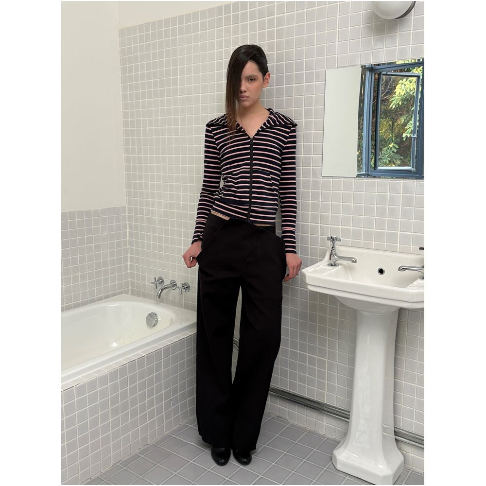 Howdycat Spring 26 Triple Acetate Low Rise Dislocation Waistband Deconstructed Casual Trousers Black image 2